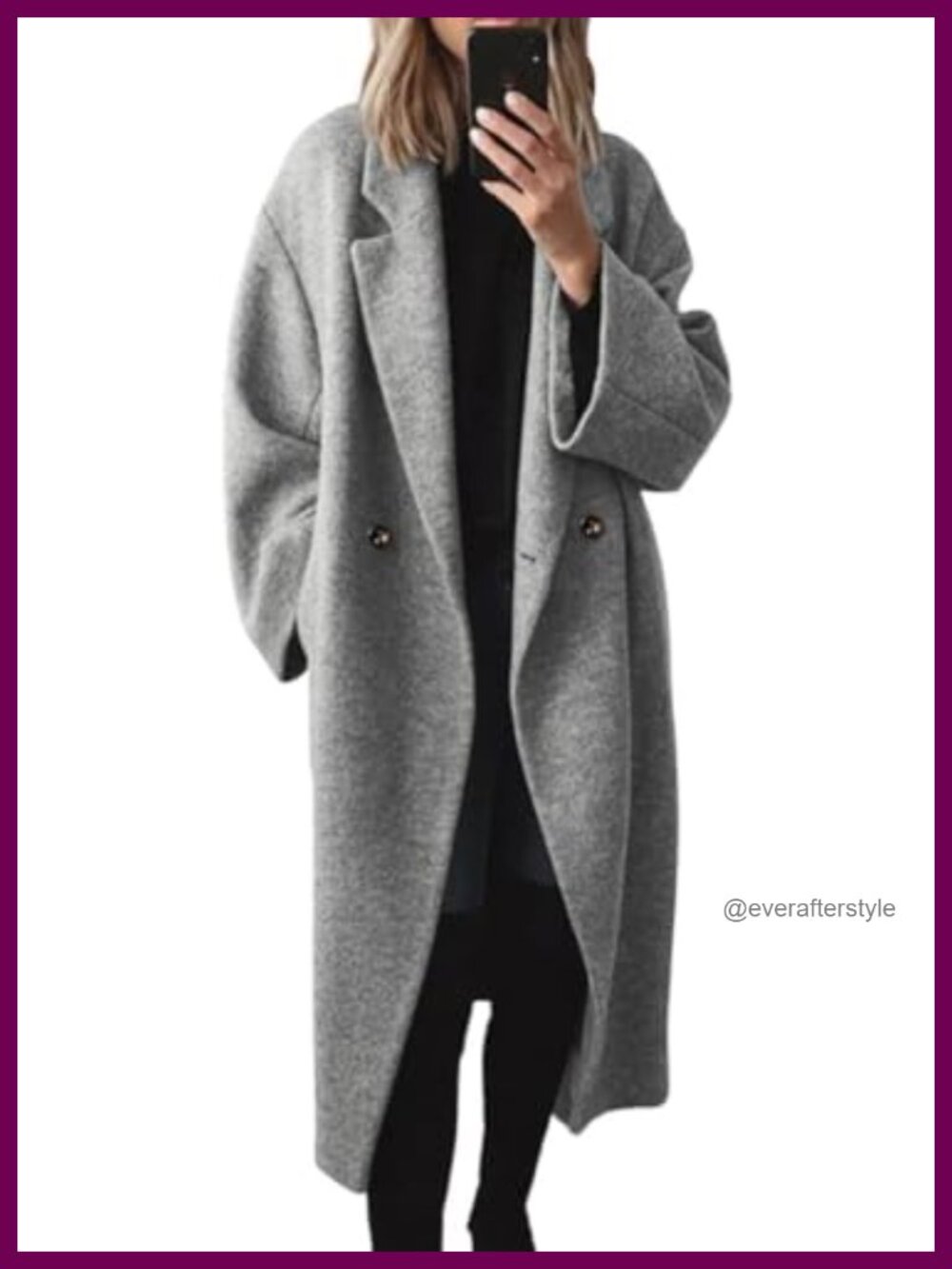 Women's Winter Double Breasted Wool Blend Coat Notch Lapel Trench